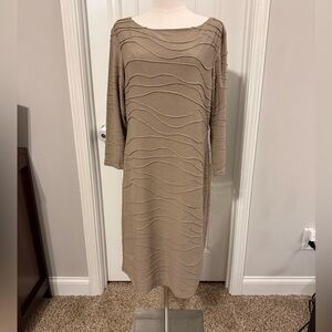 Sharagano Taupe 3/4 Sleeve Dress